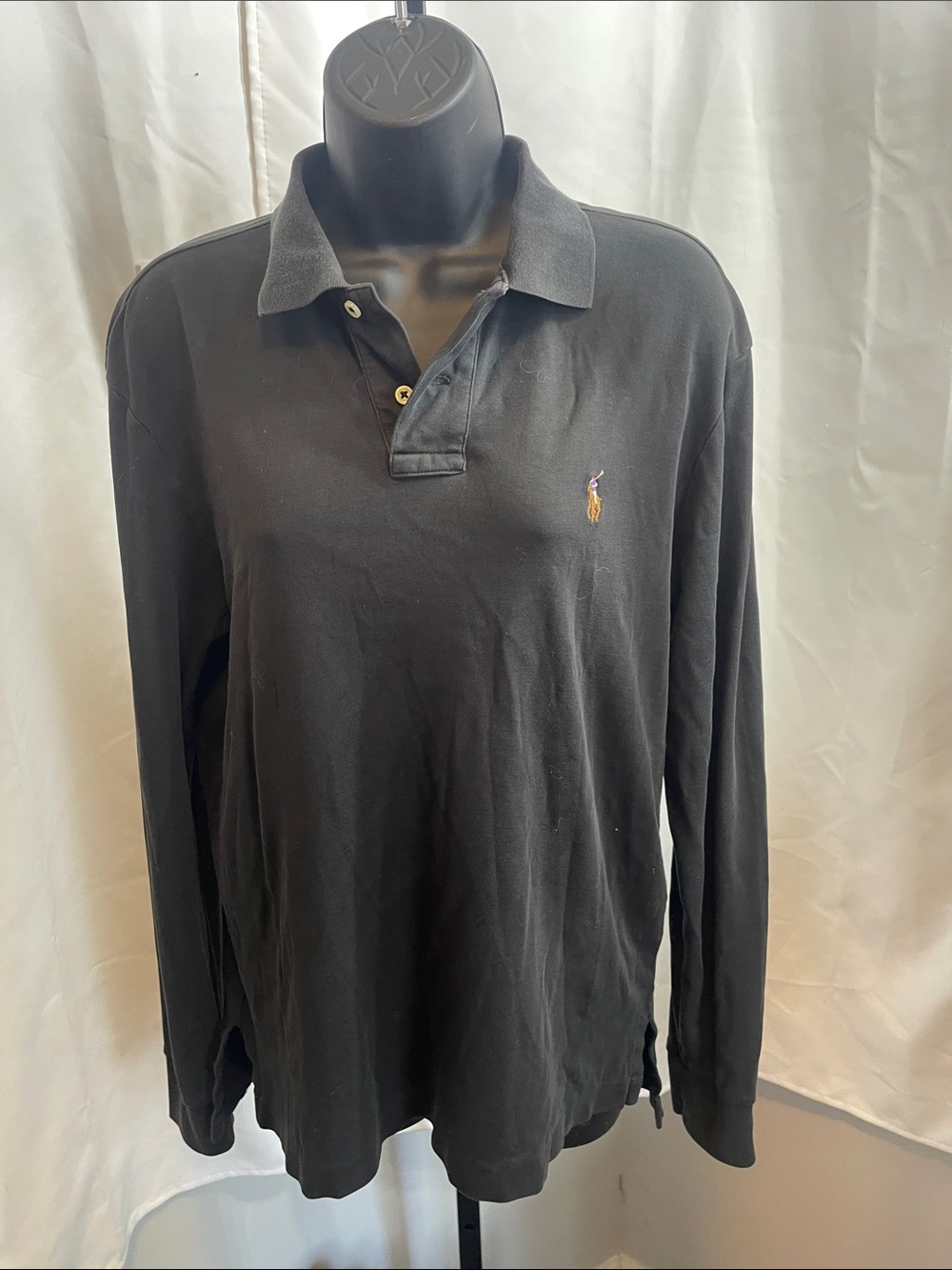 Polo by Ralph Lauren Black Long-Sleeve Polo with brown Pony